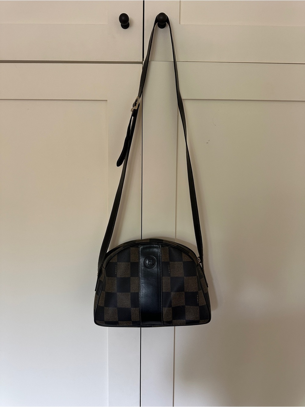Fendi Brown and Black Checkered Shoulder Bag